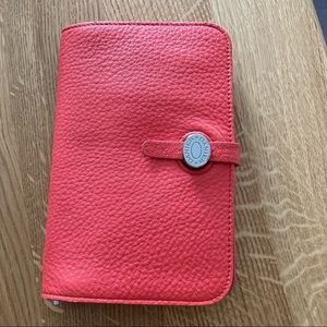 👜Danier Coral Pebbled Leather Two Piece Wallet (removable card coin wallet)👜
